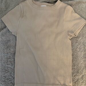 Kids Tan Ribbed T-Shirt